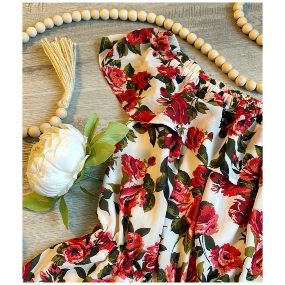 Floral Off The Shoulder Ruffle Romper - Picture 2 of 3
